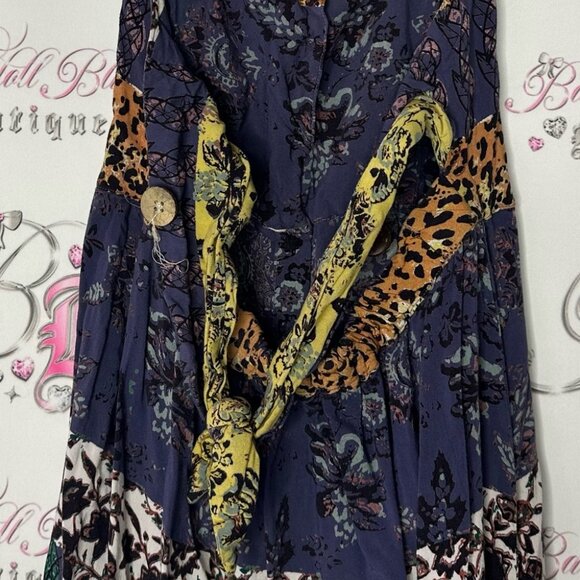 Angie dress animal print long maxi stripe buttons strappy back halter style - Picture 8 of 8